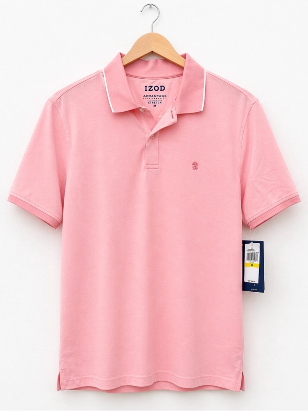 Izod Advantage Polo Shirt Men’s Medium Light Pink Stretch NWT Classic Golf